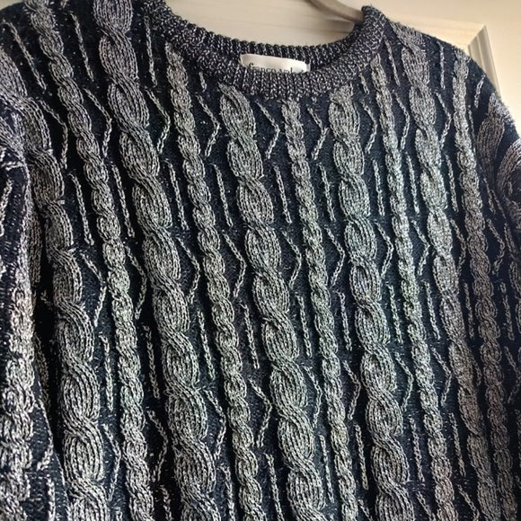 M🎄'80 Franco Valeri Cable Knit Metallic Chunky Knit Sweater - Picture 5 of 9